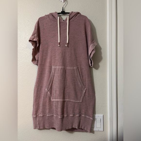 Splendid Marled Pink French Terry Cotton Mini Dress Hoodie. Beachy, Comfort. XS - Picture 1 of 14